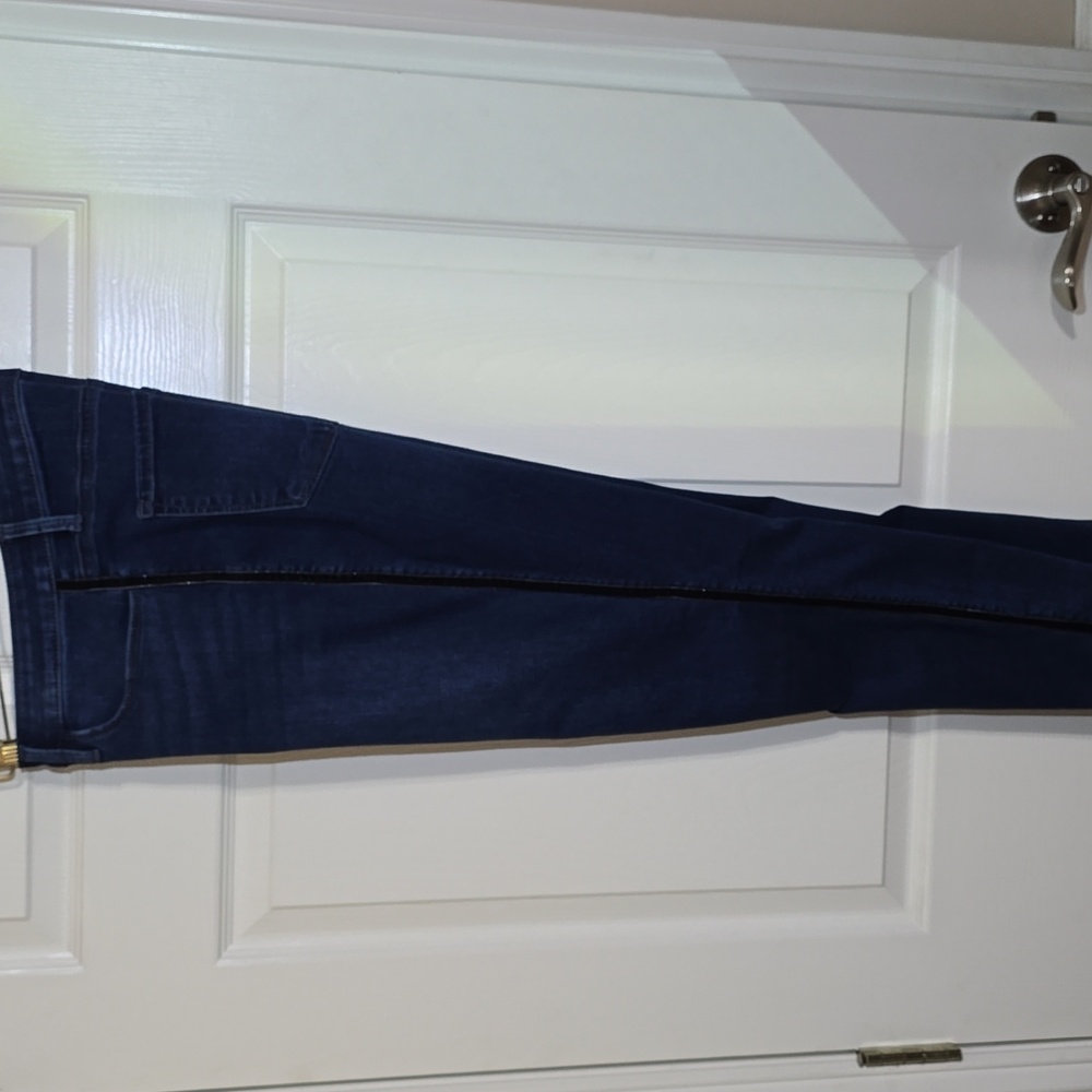 Talbots Dark Blue With Black Velvet Stripe High Waist Jeggings